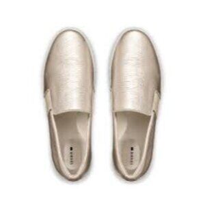 Birdies The Swift Gold Leather Slip on Sneakers, Size 9.5